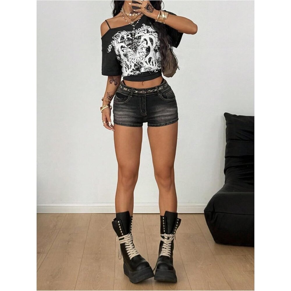 Women's Oversized Graphic Tee Short Sleeve Festival Streetwear Casual - Picture 5 of 5